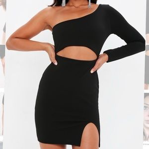 NWT Missguided One Sleeve Black Mini Dress Size 8